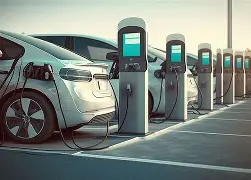 Commercial EV charging bays with multiple vehicles